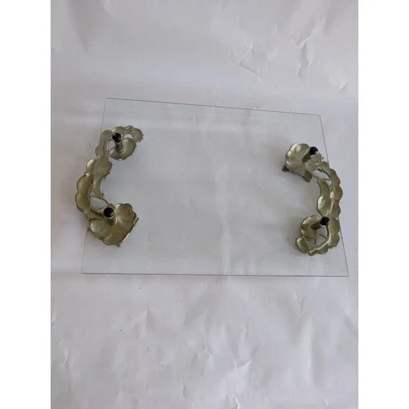 Butterfly Vanity Dresser TRAY Rhinestone Jeweled Enamel Flower Glass - Picture 4 of 6